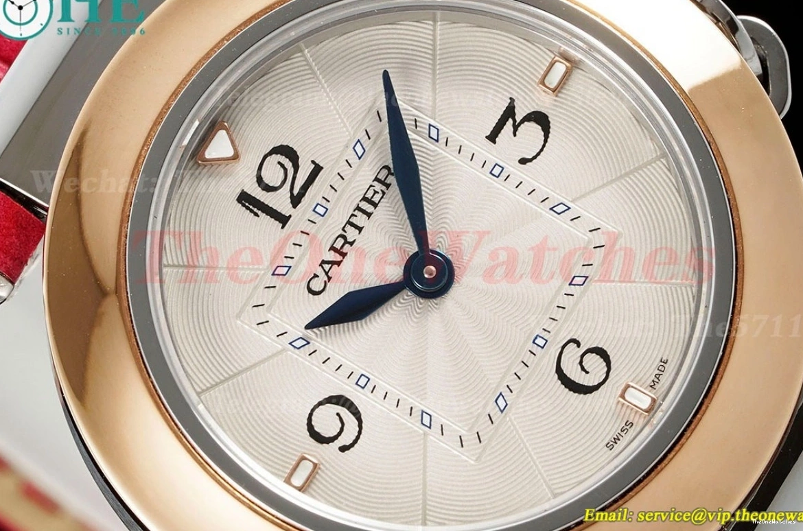 AF Pasha LE Dial White RG 30mm De Red Cartier SS Ladies Quartz 1227